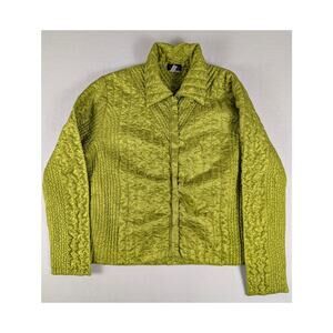 UBU I'll Be Me Women's Vintage Jacket Lightweight Stretch Green Zip Size Large